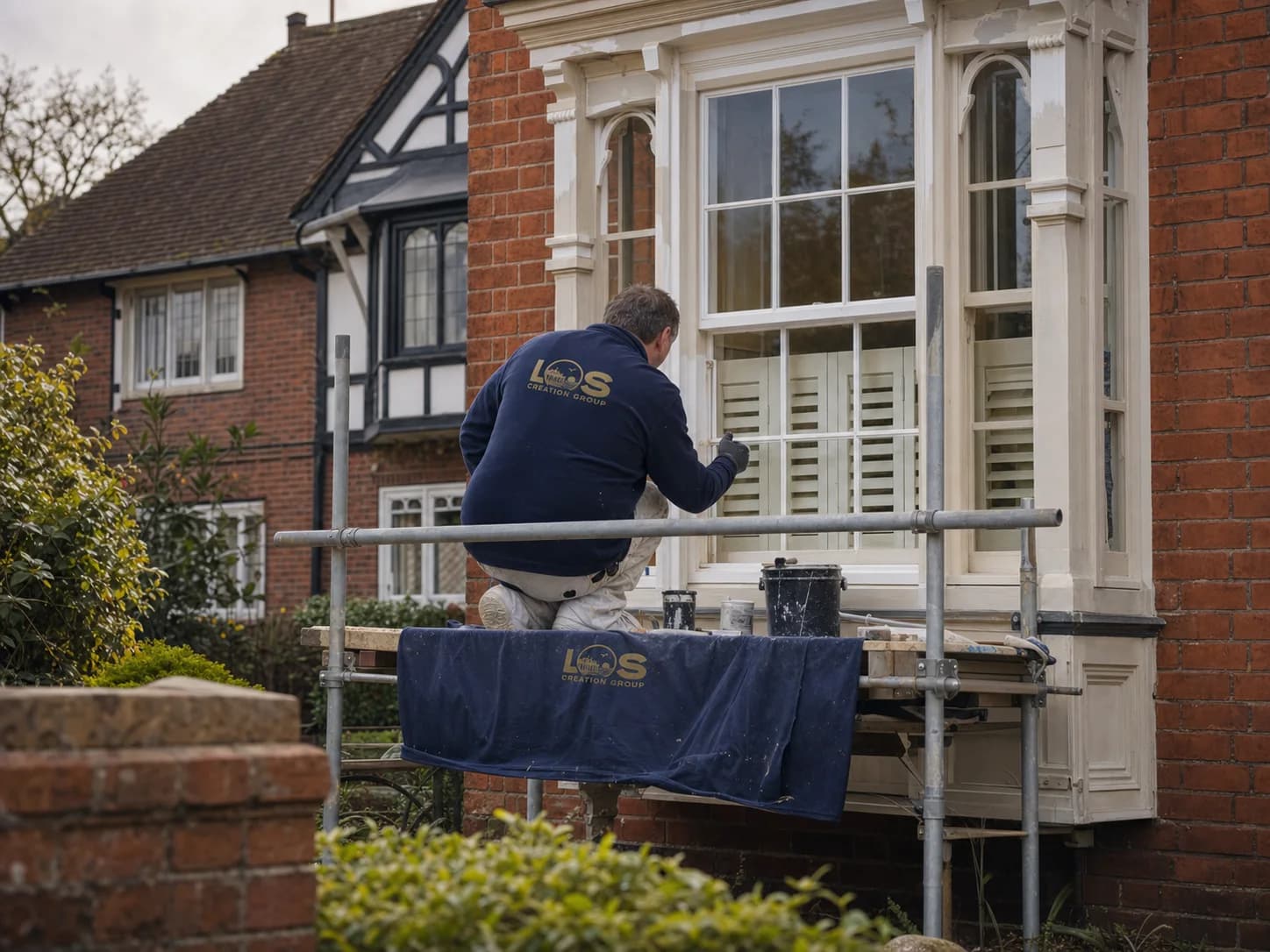 Editorial concept of sympathetic period-property restoration and exterior painting in Colchester