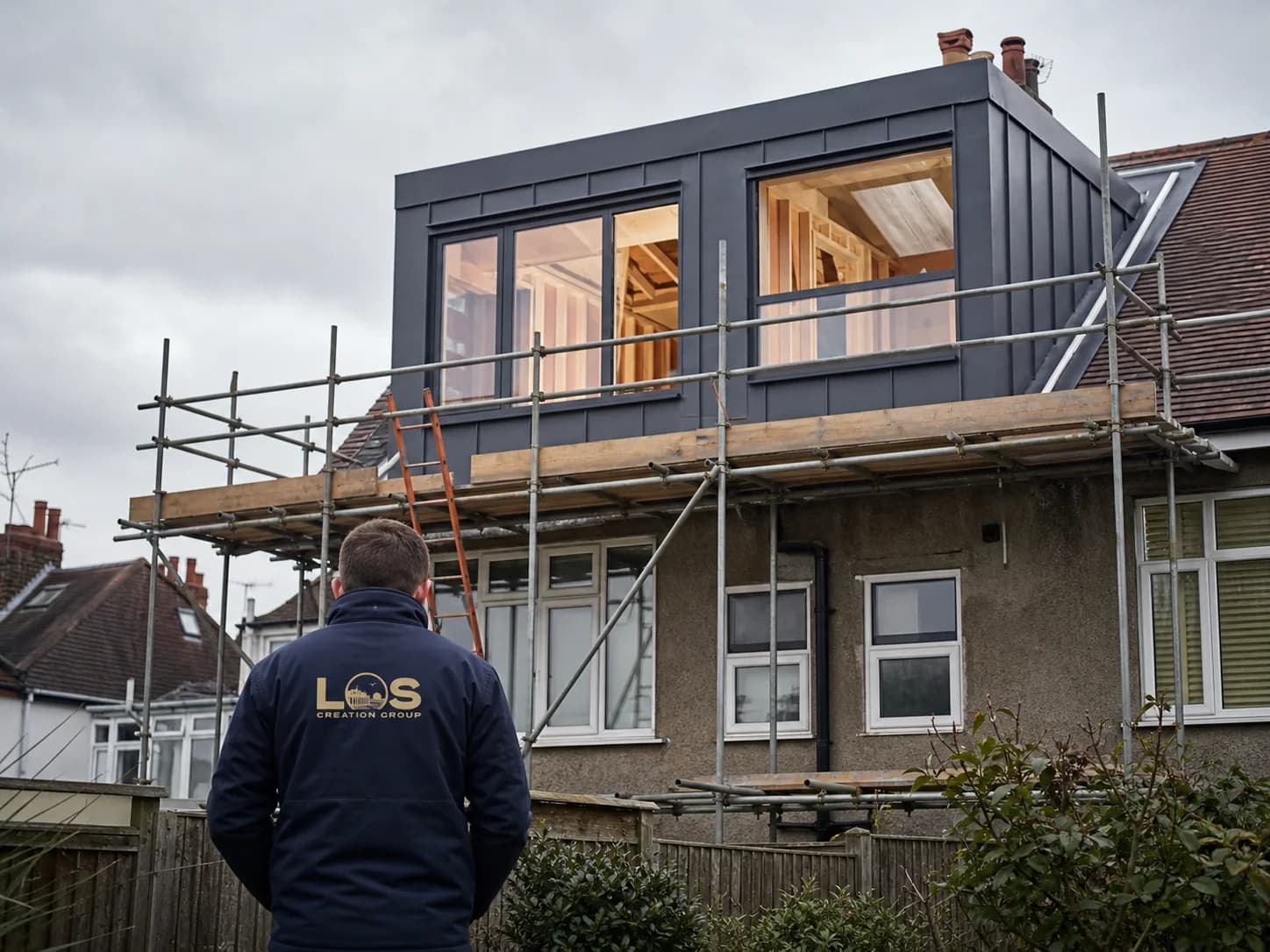 Editorial concept of a rear dormer loft conversion in progress at a Romford semi-detached home
