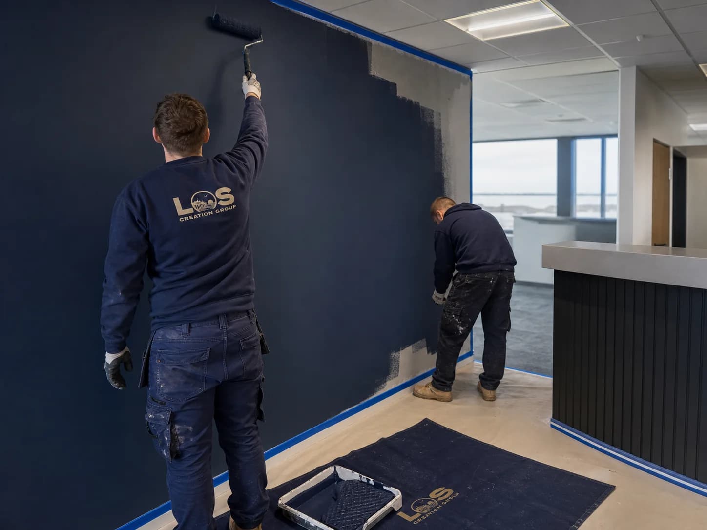 Editorial concept of professional commercial painting and maintenance work in Thurrock
